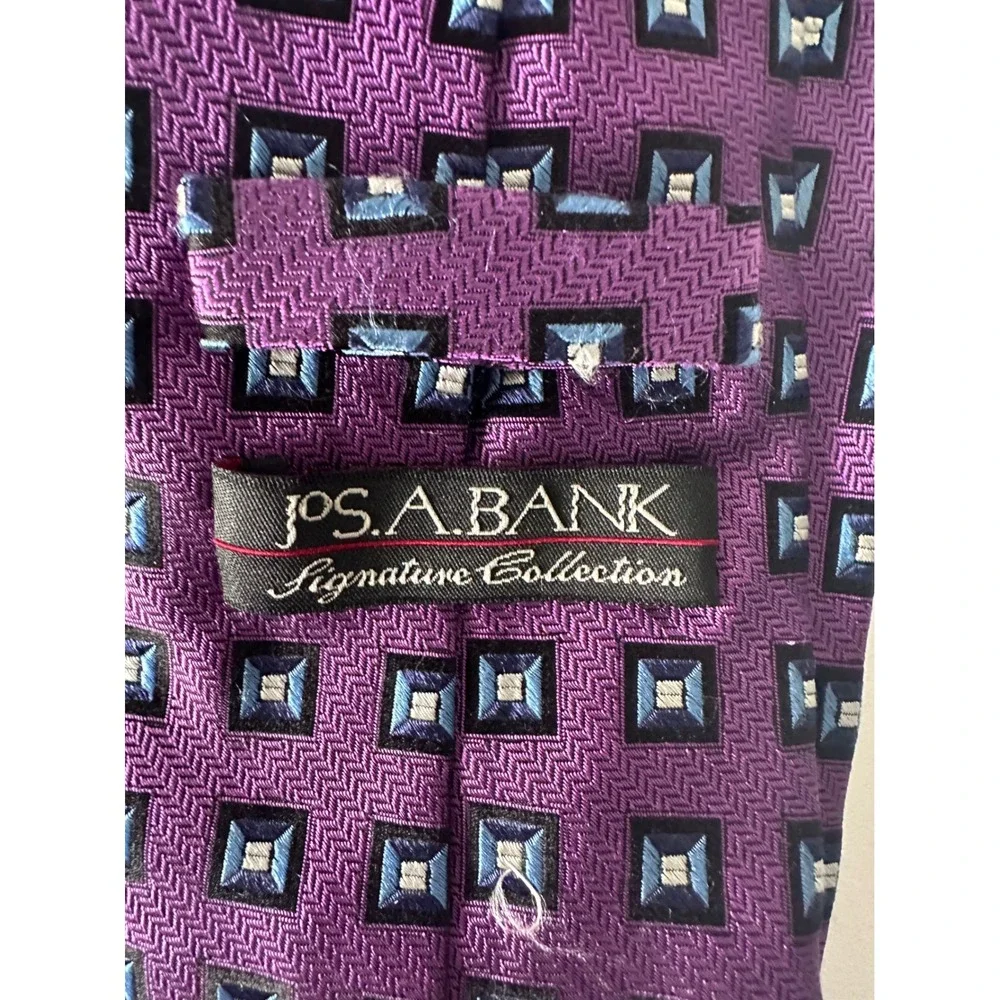 Jos A Bank Signature Collection Purple Silk Tie Lot of‎ 3 Paisley Geometric Mens